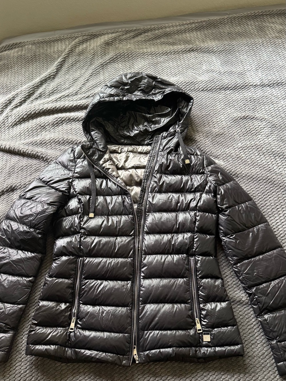 Andrew Marc Packable Lightweight Premium Down Hooded Puffer Jacket XS Black